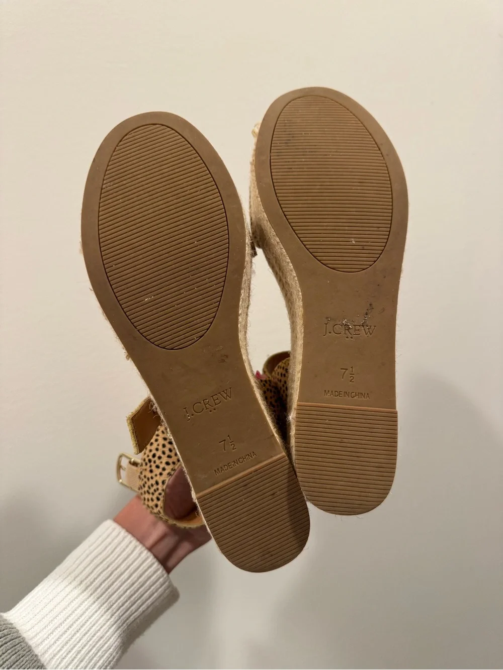 J. Crew Factory Tan & Black Cheetah Espadrille Wedge Sandals